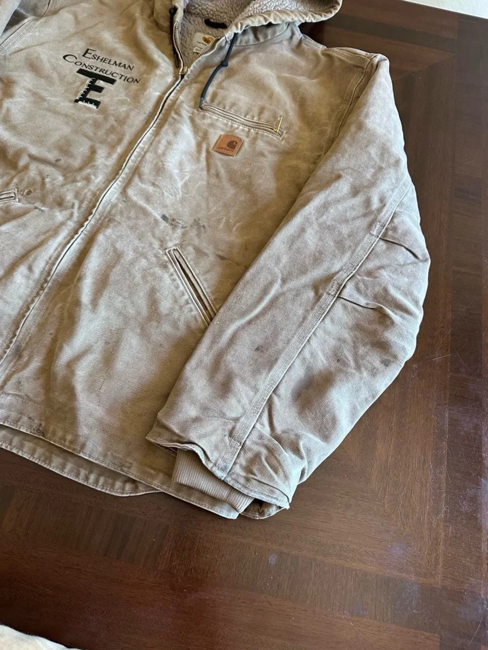 Carhartt Detroit Style Hooded Jacket Men’s XL Faded Canvas Embroidered